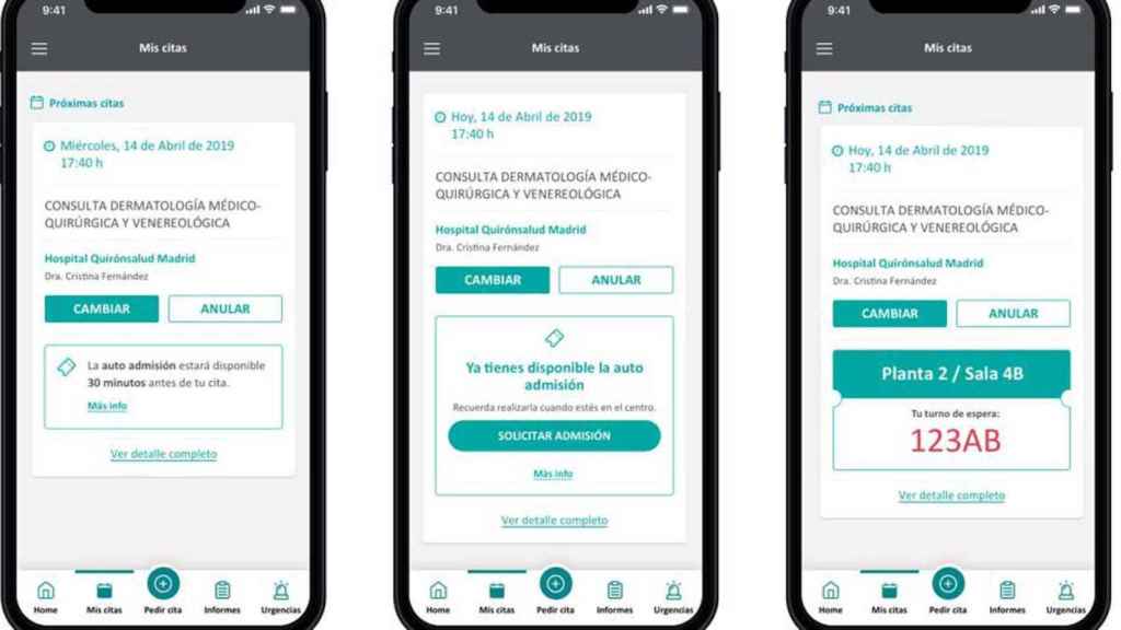Imágenes de la aplicación MiQuirónsalud