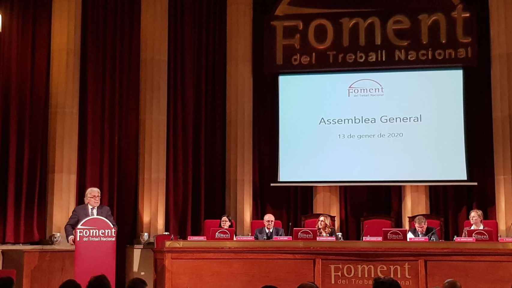 Josep Sánchez Llibre, presidente de Foment del Trebal, durante la Asamblea General / CG