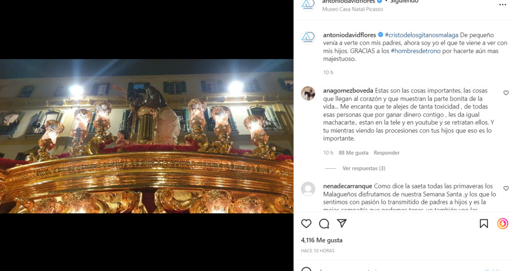 Publicación de Antonio David Flores en Instagram / @antoniodavidflores