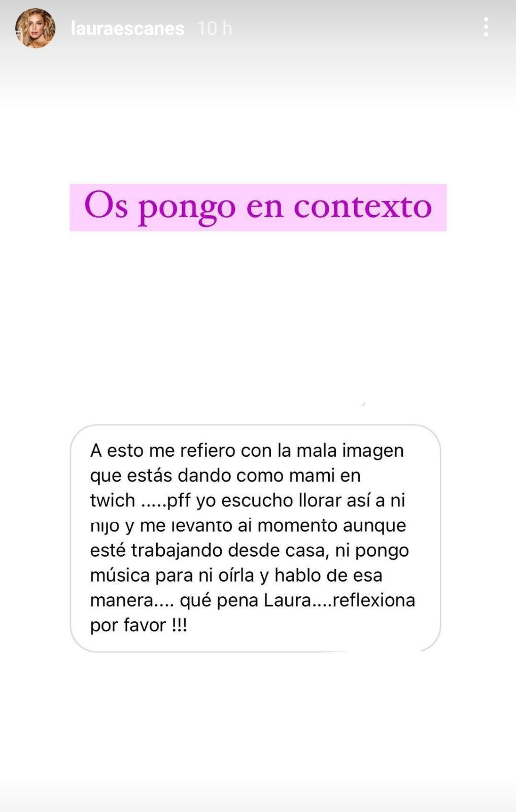 Mensaje contra Laura Escanes / INSTAGRAM