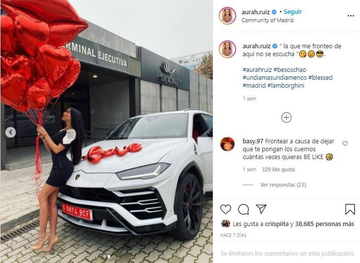 El Lamborghini Urus que Jesé regaló a Aurah Ruiz / INSTAGRAM