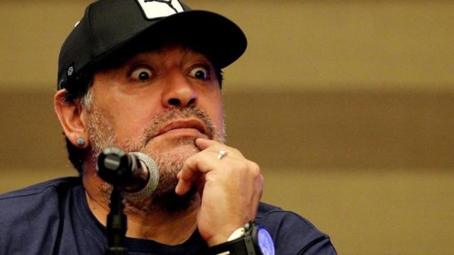 Diego Armando Maradona en una rueda de prensa