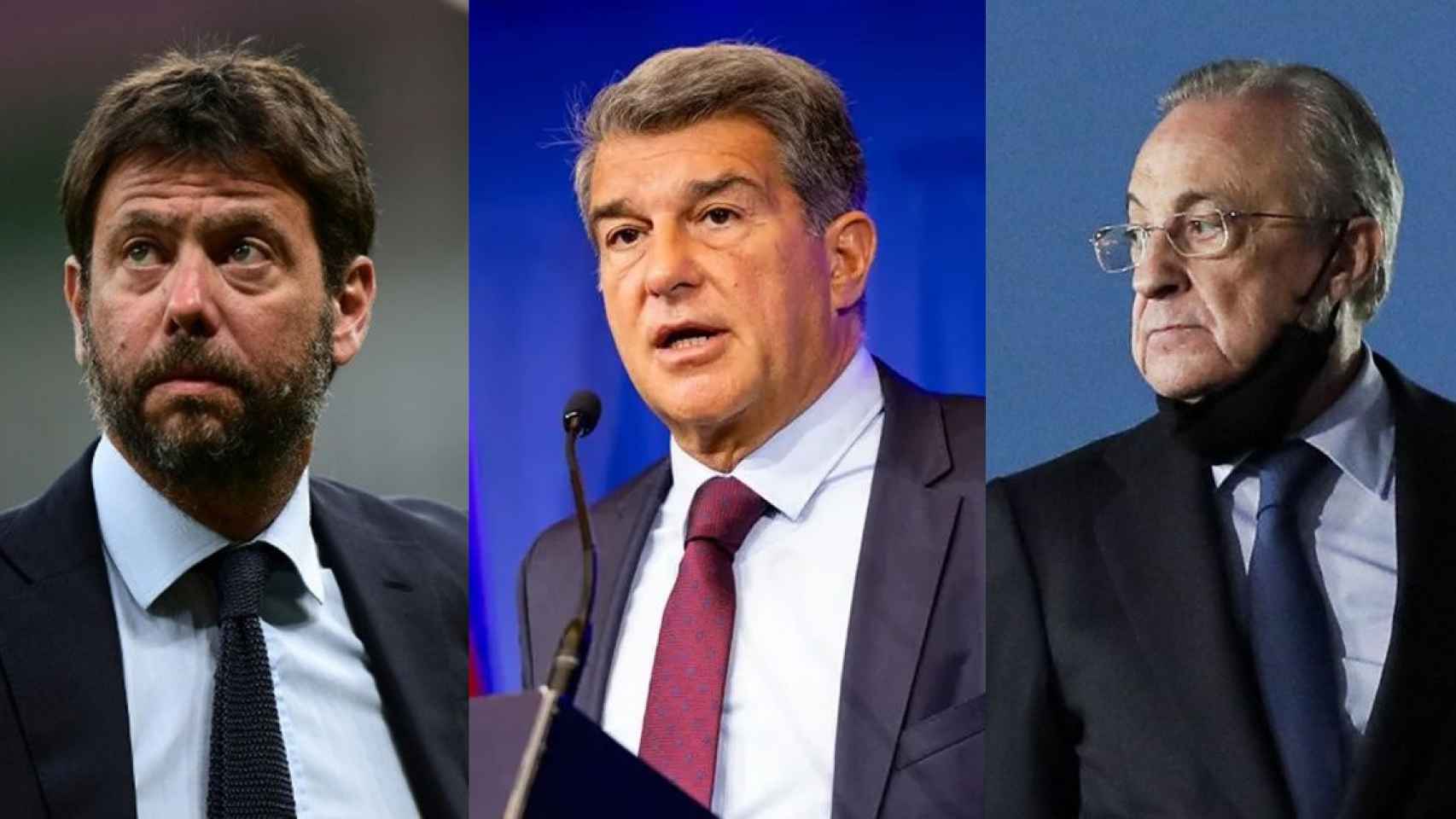 Agnelli, Laporta y Florentino, fundadores de la Superliga Europea, en un fotomontaje / Culemania