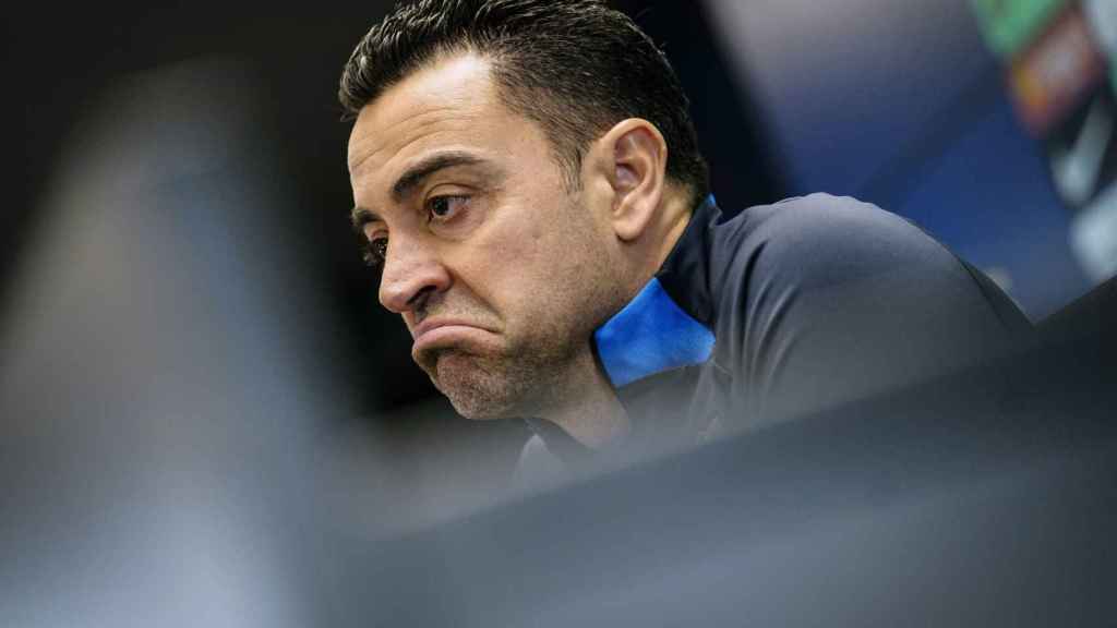 Xavi Hernández, durante una rueda de prensa con el FC Barcelona / EFE