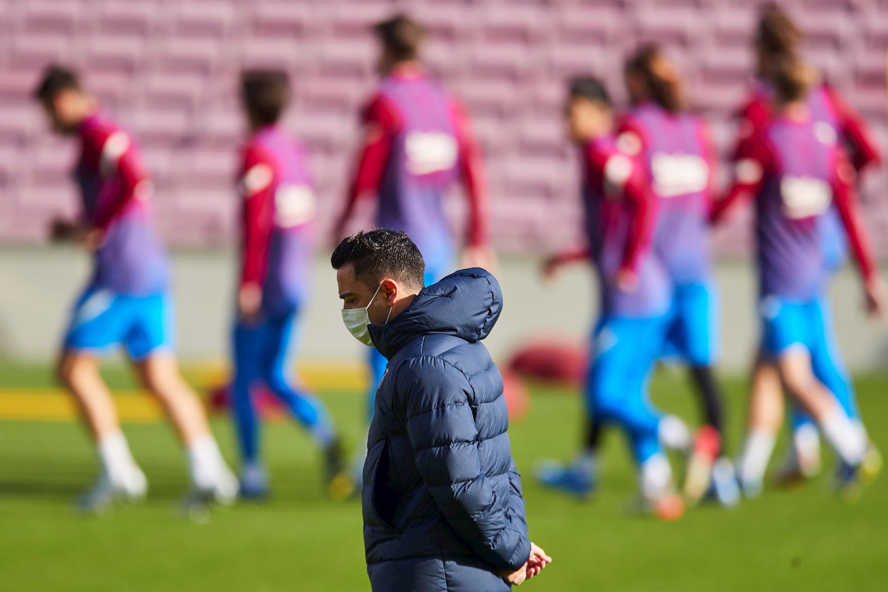 El FC Barcelona, entrenando bajo el mando de Xavi / EFE