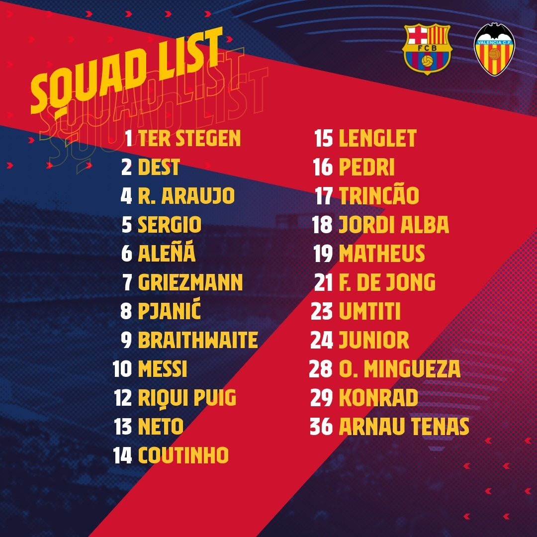 Convocatoria Barça-Valencia | FCB