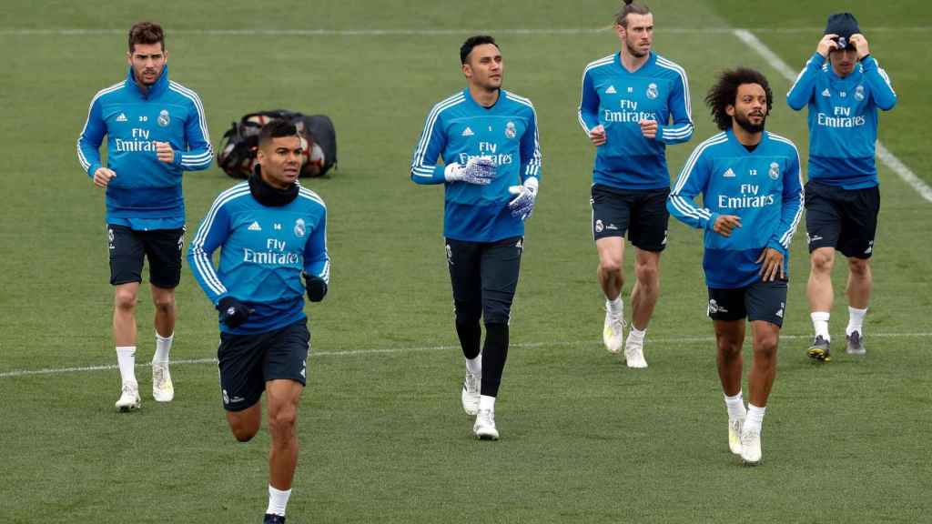 Los jugadores del Real Madrid en un entrenamiento / EFE