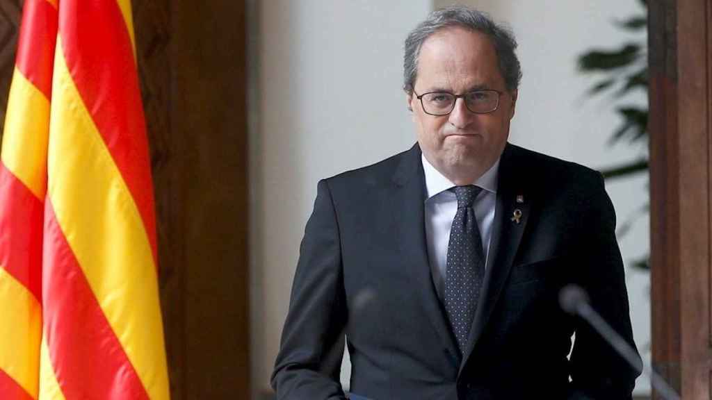 El presidente Quim Torra en una declaración institucional. Esperando ya las urnas / EFE