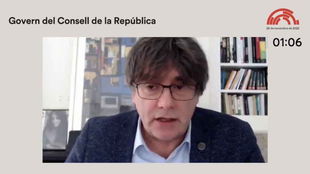 Carles Puigdemont, durante su intervención en la asamblea de representantes del Consell de la República / CONSELL DE LA REPÚBLICA