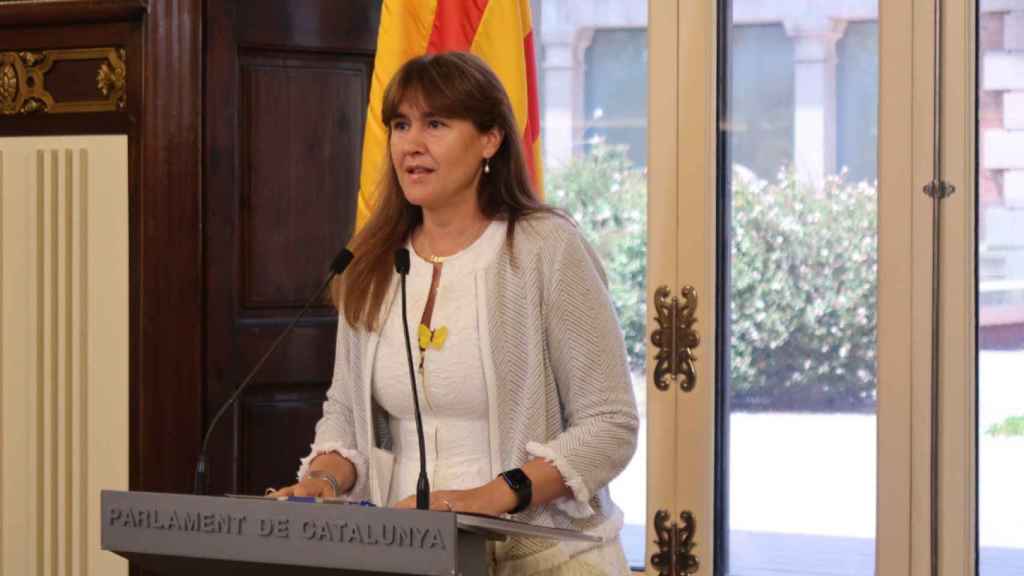 Laura Borràs, presidenta del Parlamento catalán, durante su discurso exculpatorio / PARLAMENT