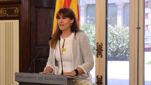 Laura Borràs, presidenta del Parlamento catalán, durante su discurso exculpatorio / PARLAMENT