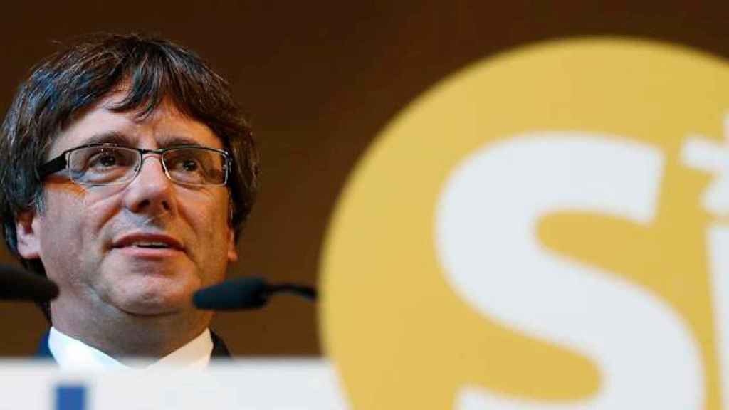 El presidente de la Generalitat, Carles Puigdemont, en un acto del PDeCAT de esta semana / EFE