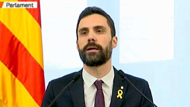 Roger Torrent durante su comparecencia de esta mañana