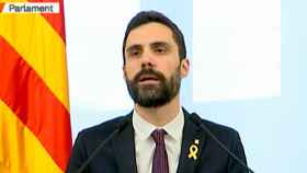 Roger Torrent durante su comparecencia de esta mañana