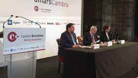 El vicepresidente catalán Oriol Junqueras, junto al presidente de la Cámara de Comercio de Barcelona, Miquel Valls / CG