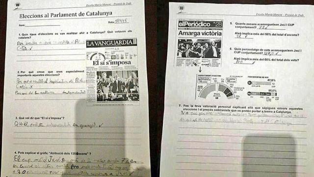 Prueba realizada a alumnos de 11 años en la escuela pública Marià Manent de Premià de Dalt