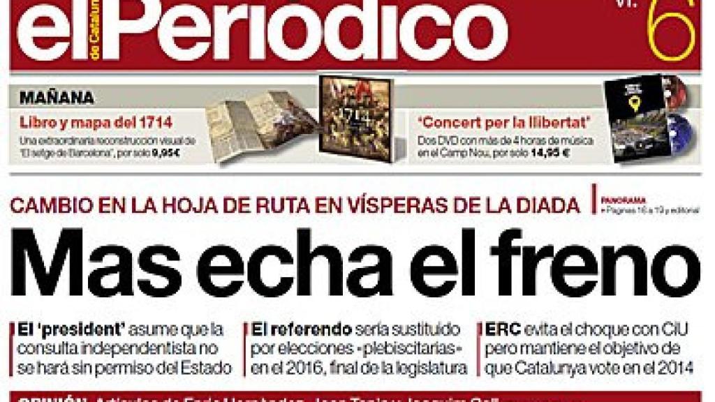 Detalle de la portada de 'El Periódico'