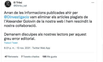 El tuit de la revista 'El Tribú' / Twitter