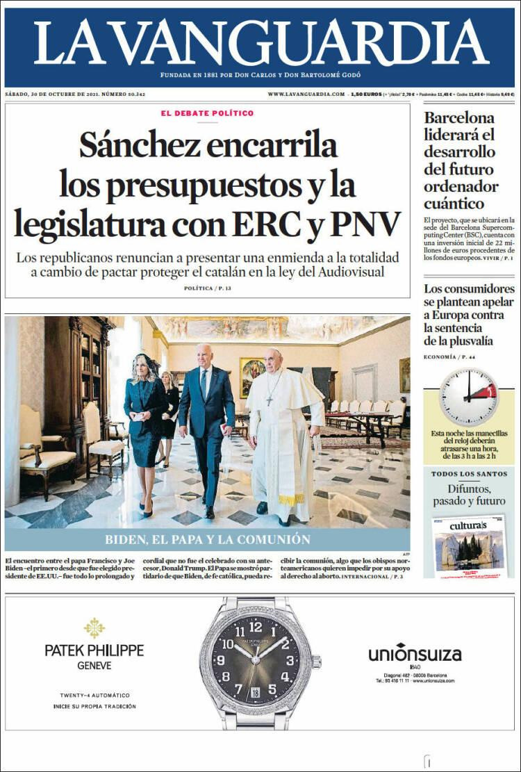 Portada de 'La Vanguardia' del 30 de octubre de 2021 / KIOSKO.NET