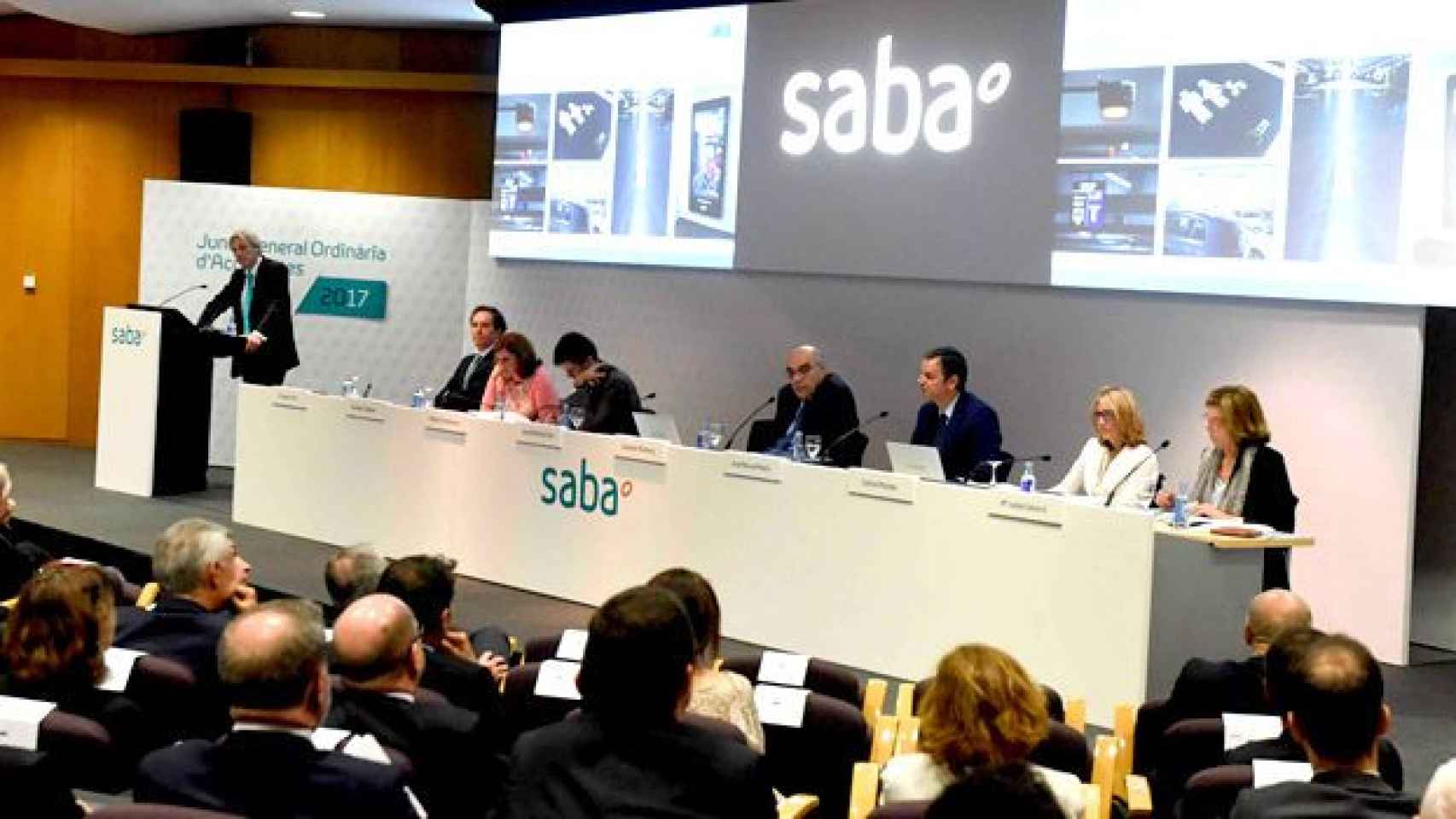 Josep Martínez Vila, consejero delegado de Saba, habla ante los asistentes a la junta de accionistas de 2017 / CG