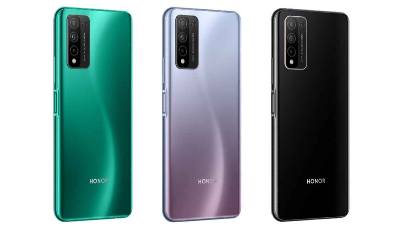 Tres versiones del teléfono Honor 10X Lite en diferentes colores / Honor