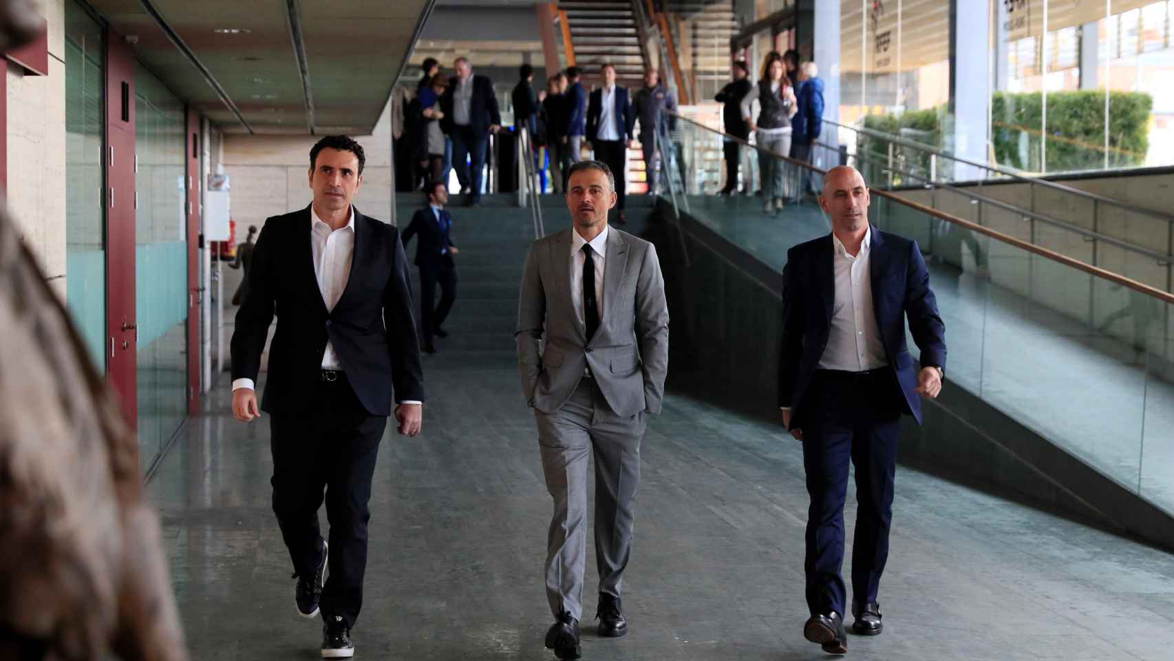 Molina, Luis Enrique y Rubiales en Las Rozas / EFE