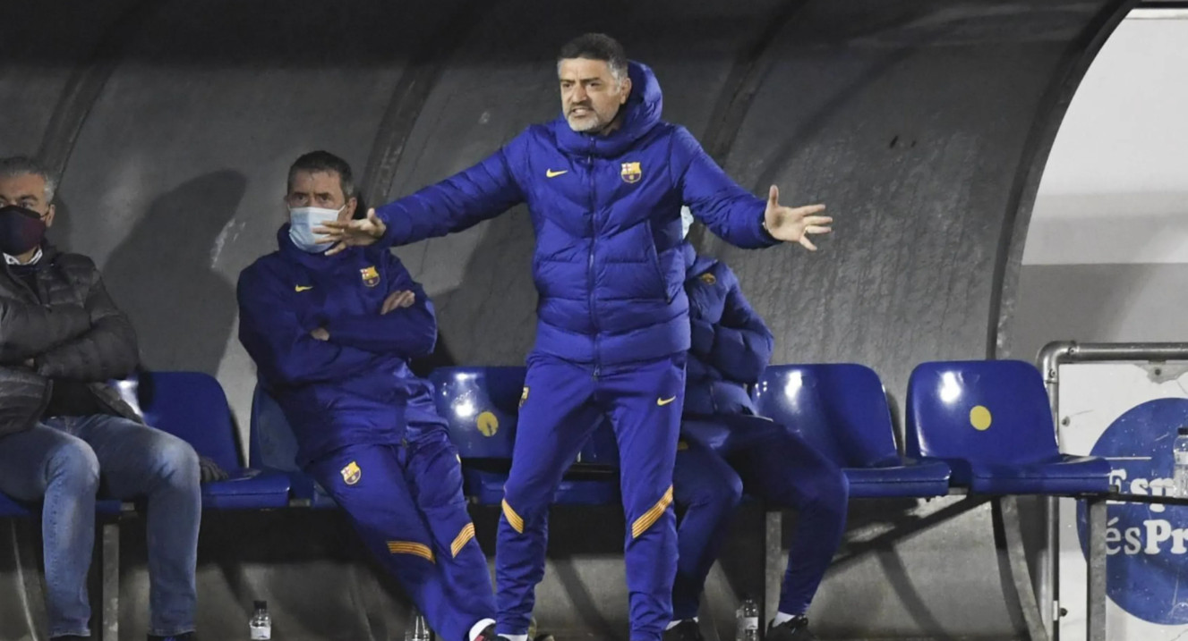 García Pimienta dirigiendo al Barça B contra el Prat / FCB