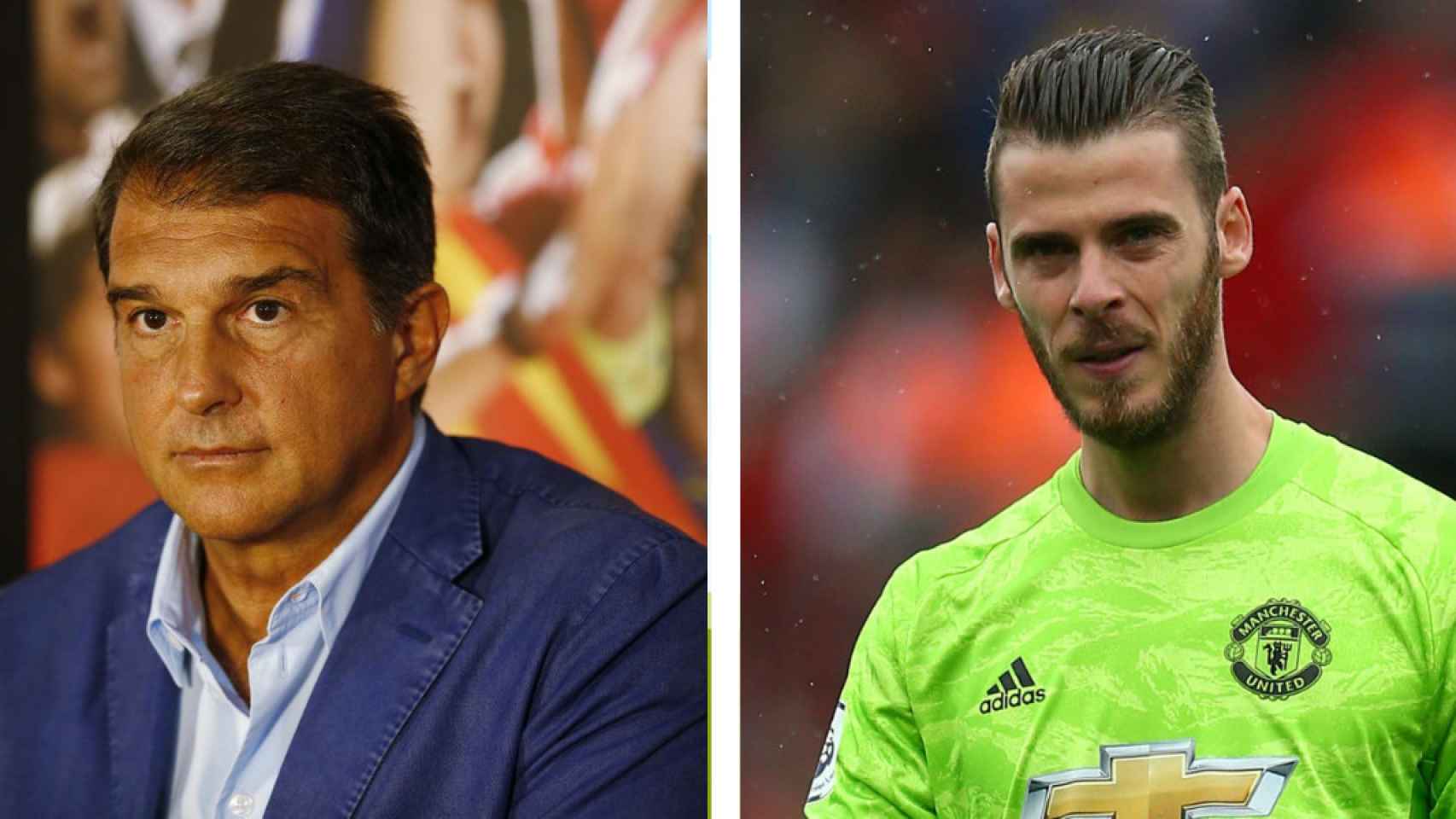 Joan Laporta y David De Gea, en un montaje / Culemanía