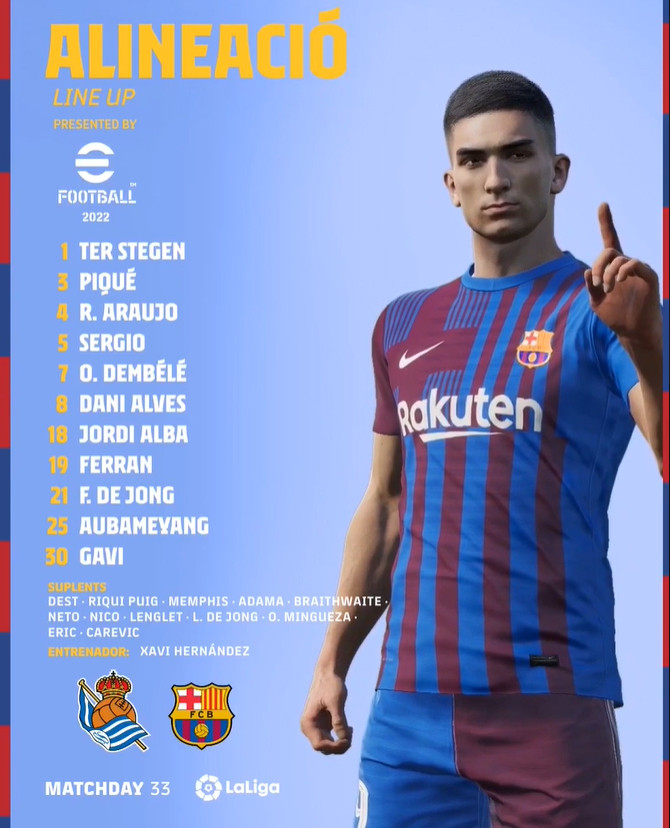 La alineación del FC Barcelona para enfrentarse a la Real Sociedad / FCB