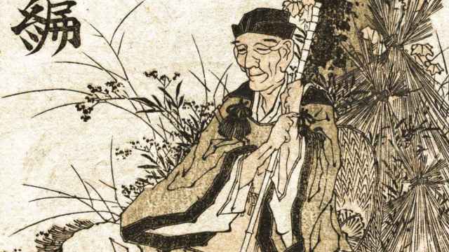Matsuo Bashō pintado por Hokusai
