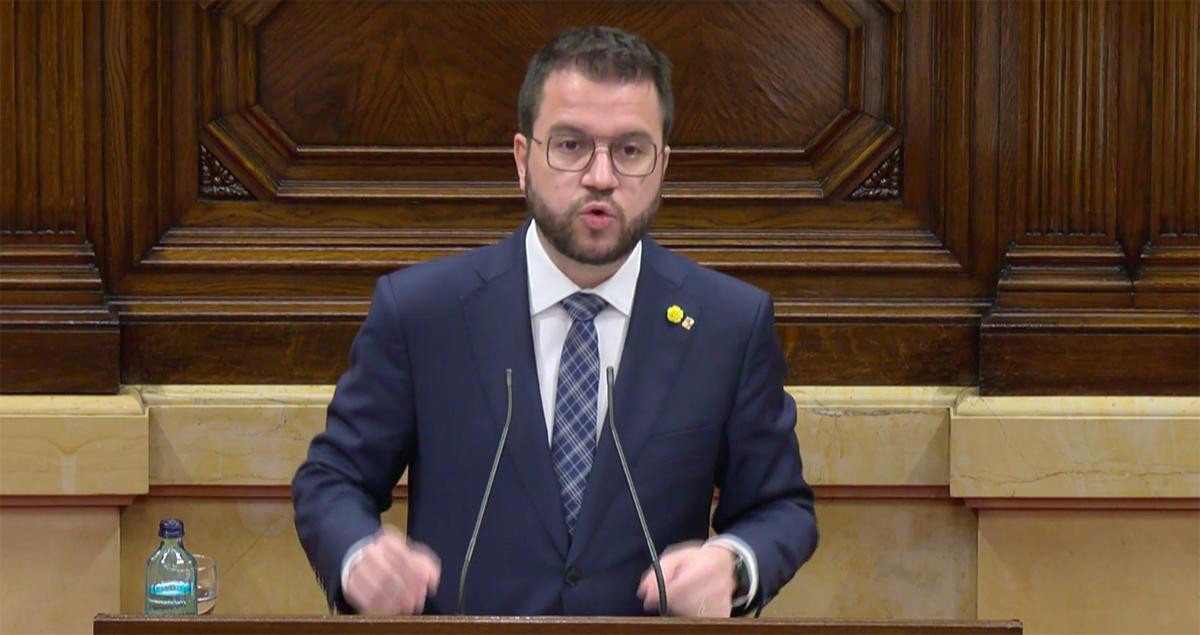 El vicepresidente y dirigente de ERC Pere Aragonès, en el Parlament