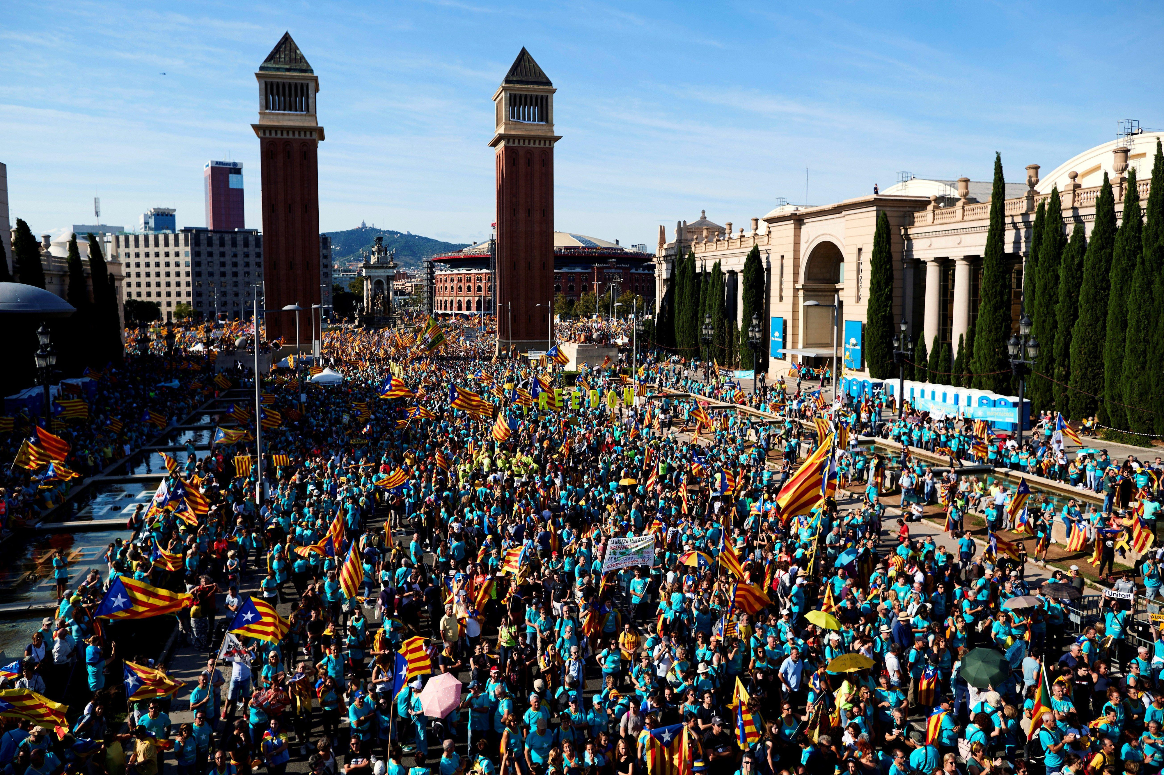 Manifestantes durante la Diada / EFE