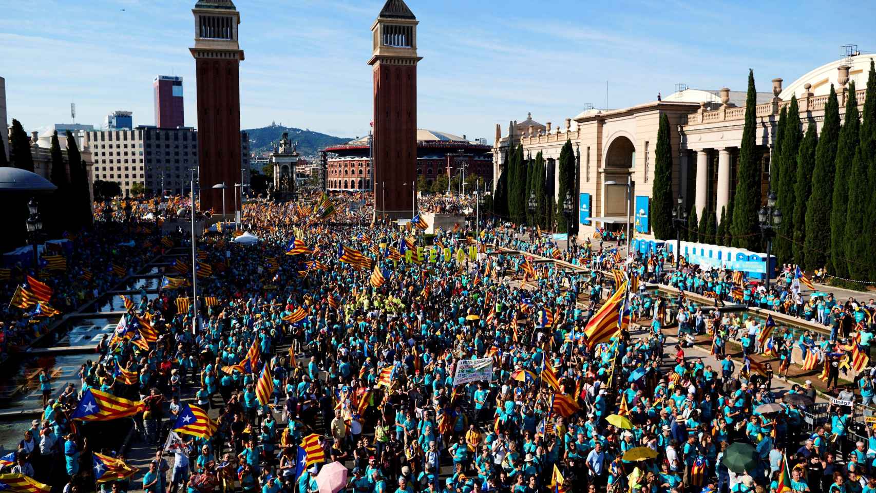 Manifestantes durante la Diada / EFE