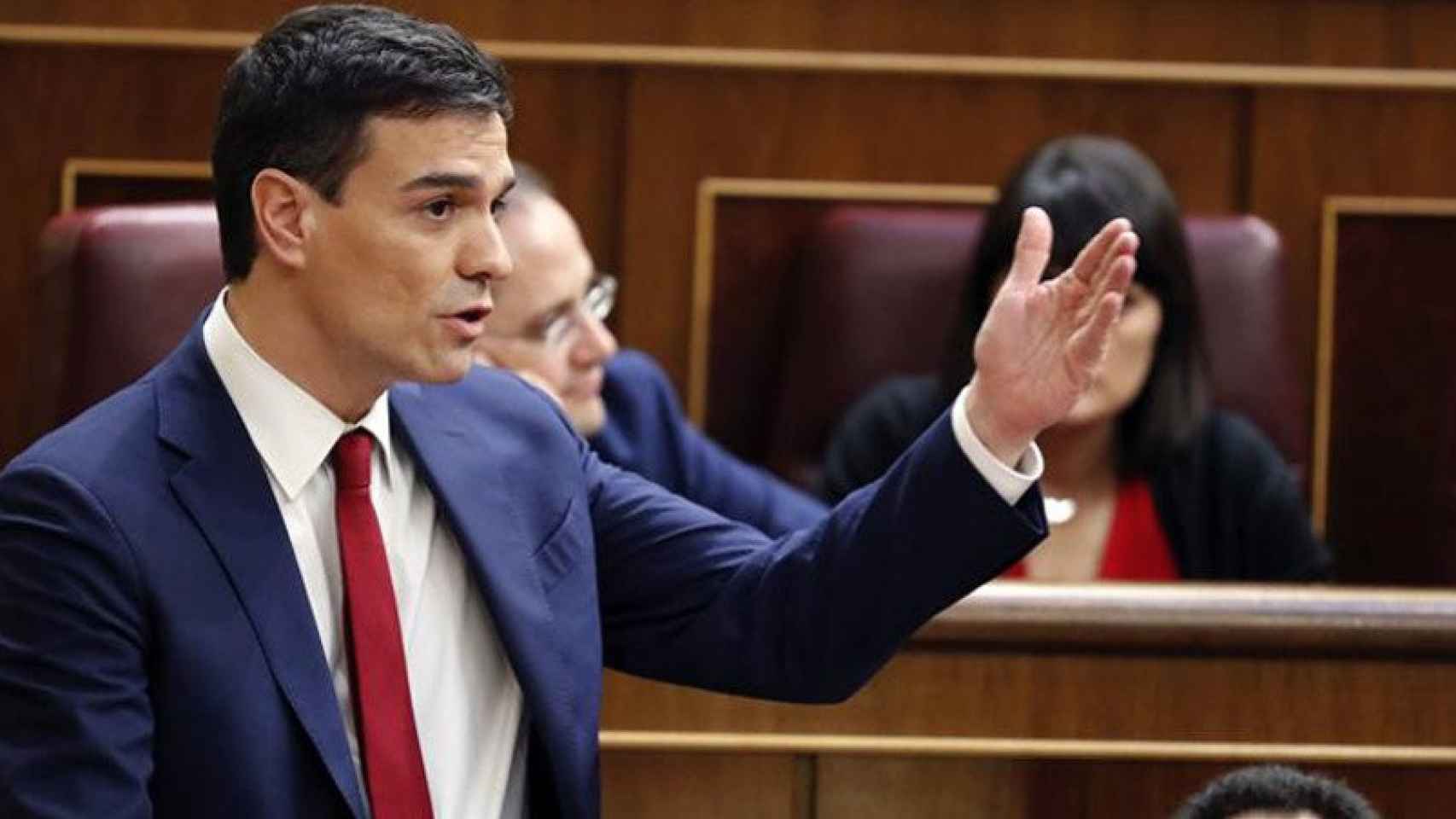 Pedro Sánchez, líder del PSOE y candidato a la investidura, en su respuesta a Francesc Homs (DiL) este miércoles en el Congreso.