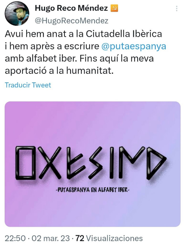 Un profesor presume de enseñar a escribir 'Puta Espanya' a sus alumnos / TWITTER