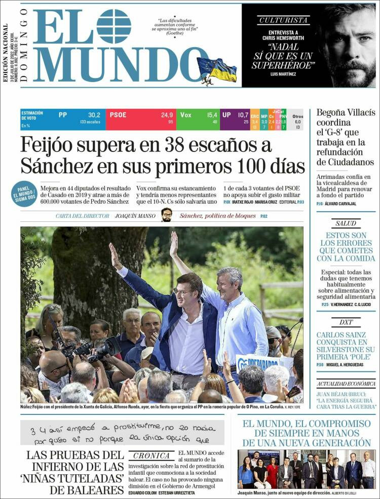 Portada de 'El Mundo' de 3 de julio de 2022 / KIOSKO.NET