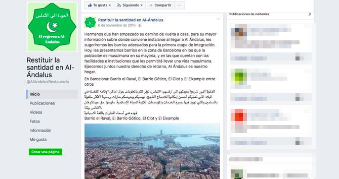 La página de Facebook 'Restituir la santidad en Al-Ándalus' / CG