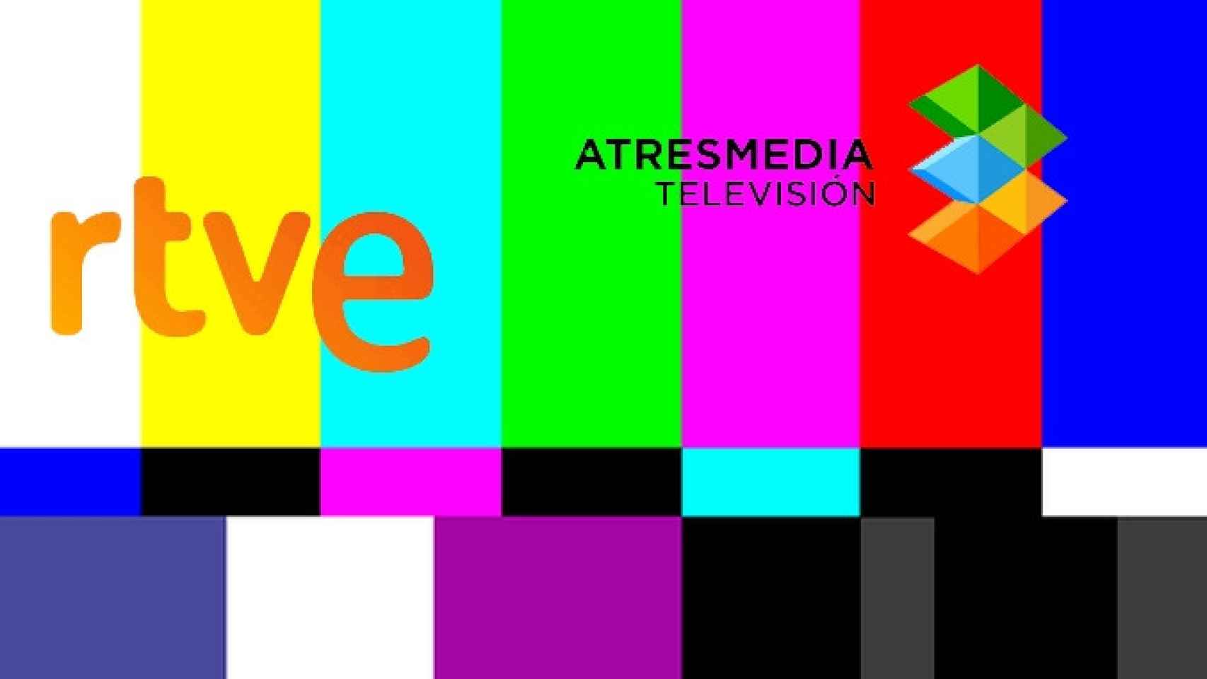 Atresmedia y RTVE sobre fondo televisión / CG