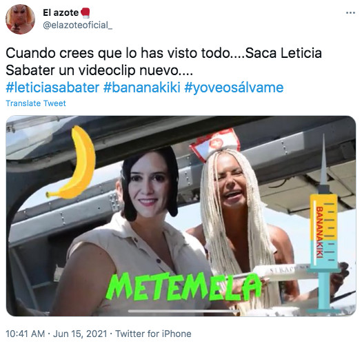 Usuario de Twitter sobre 'La Bananakiki' de Leticia Sabater / TWITTER