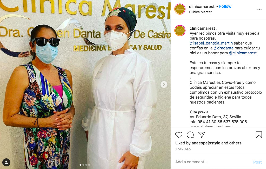 Isabel Pantoja acude a su centro estético para cuidar su imagen / INSTAGRAM