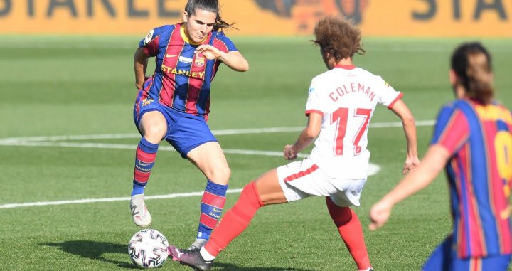 Andrea Pereira ante el Sevilla en el Johan Cruyff / FC BARCELONA