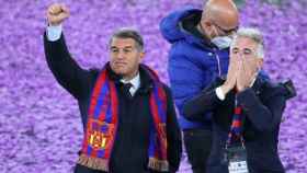 Joan Laporta, celebrando la Champions del Femenino / FCB