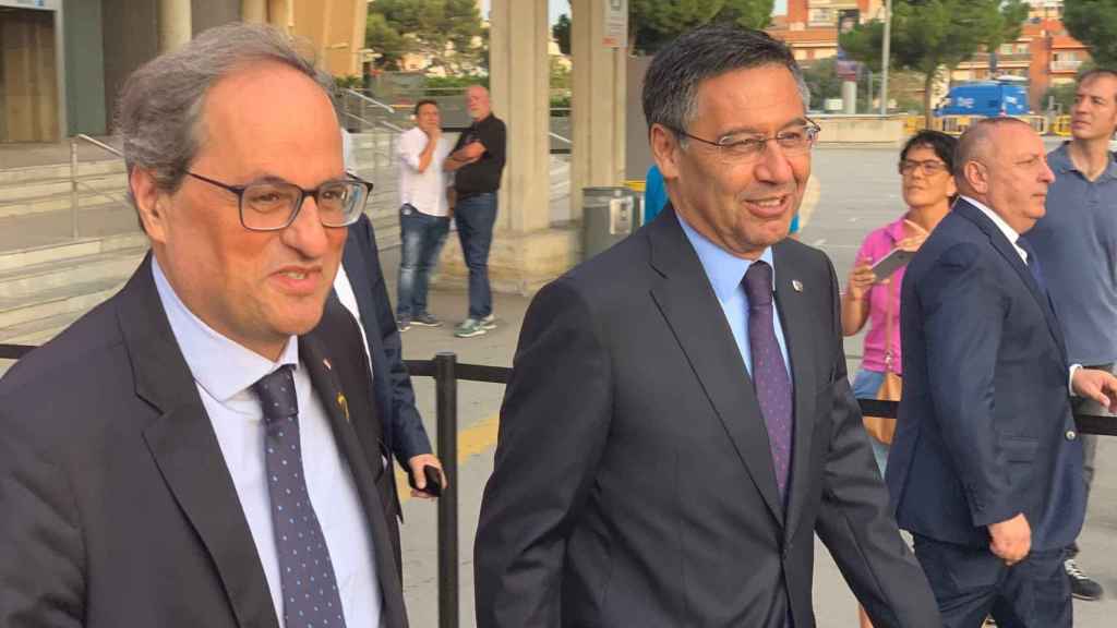 Quim Torra y Bartomeu en el acto de la estatua de Cruyff / CULEMANIA