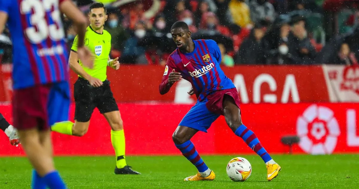 Ousmane Dembelé, en una acción del Sevilla-Barça / FCB