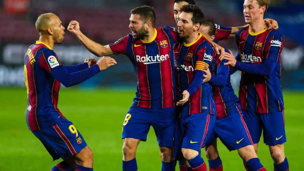 Los jugadores del Barça, celebrando un gol contra la Real Sociedad / FCB