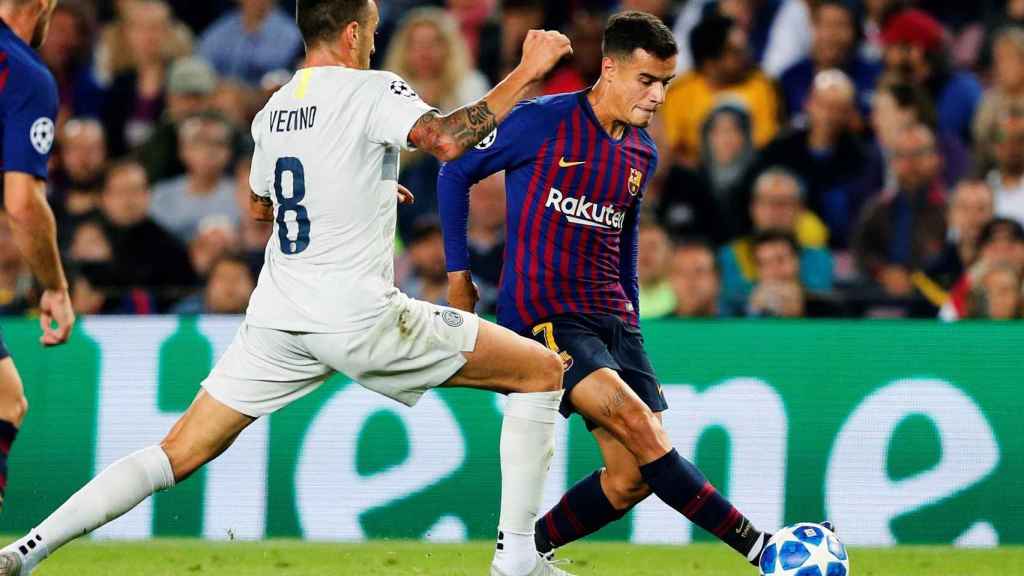 Una foto de Coutinho durante el partido frente al Inter de Milán / EFE