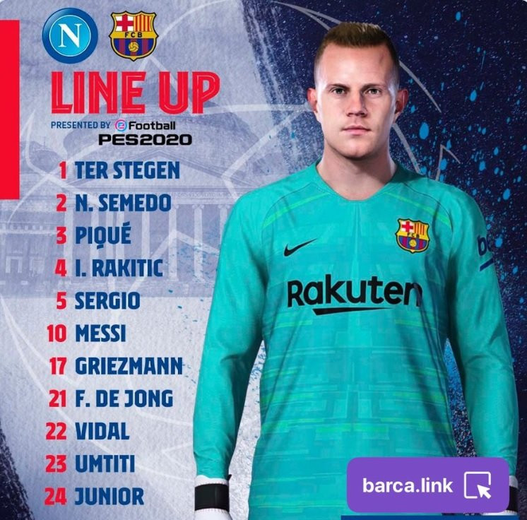 Alineación Nápoles-Barça | FCB