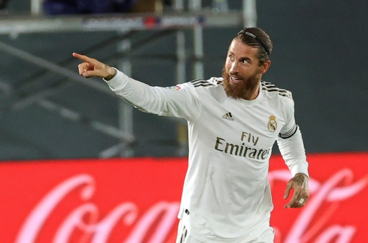 Sergio Ramos, celebrando su gol ante el Mallorca | EFE