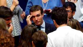 Pablo Casado, presidente del PP, comparece para dar explicaciones sobre su máster / EFE