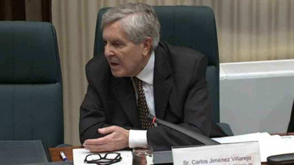 El ex fiscal anticorrupción Carlos Jiménez Villarejo, en su comparecencia este viernes en la comisión del Parlamento autonómico sobre el 'caso Pujol'.